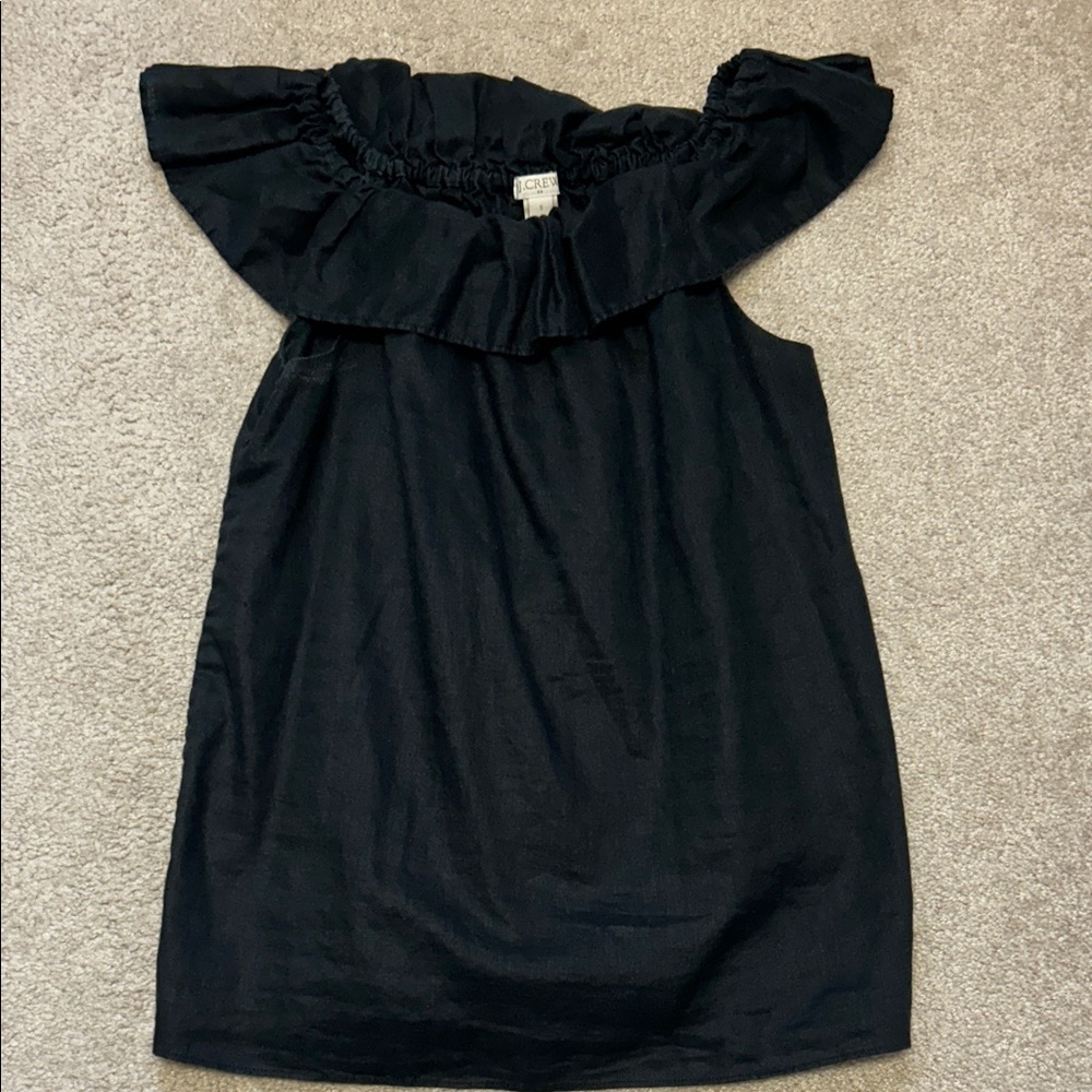 Elegant Black Linen Ruffle Top